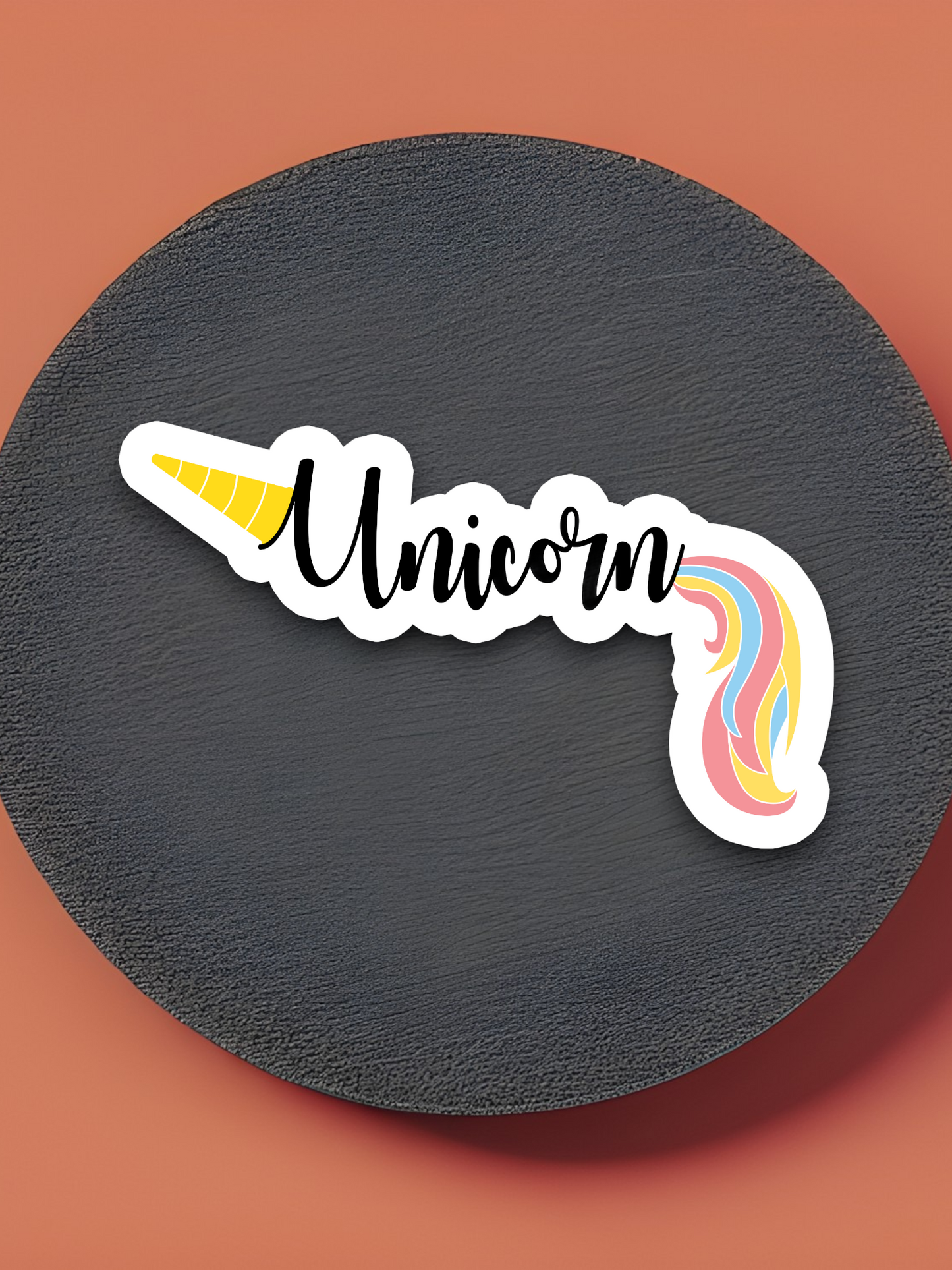 Unicorn Text with Colorful Tail Animal Sticker