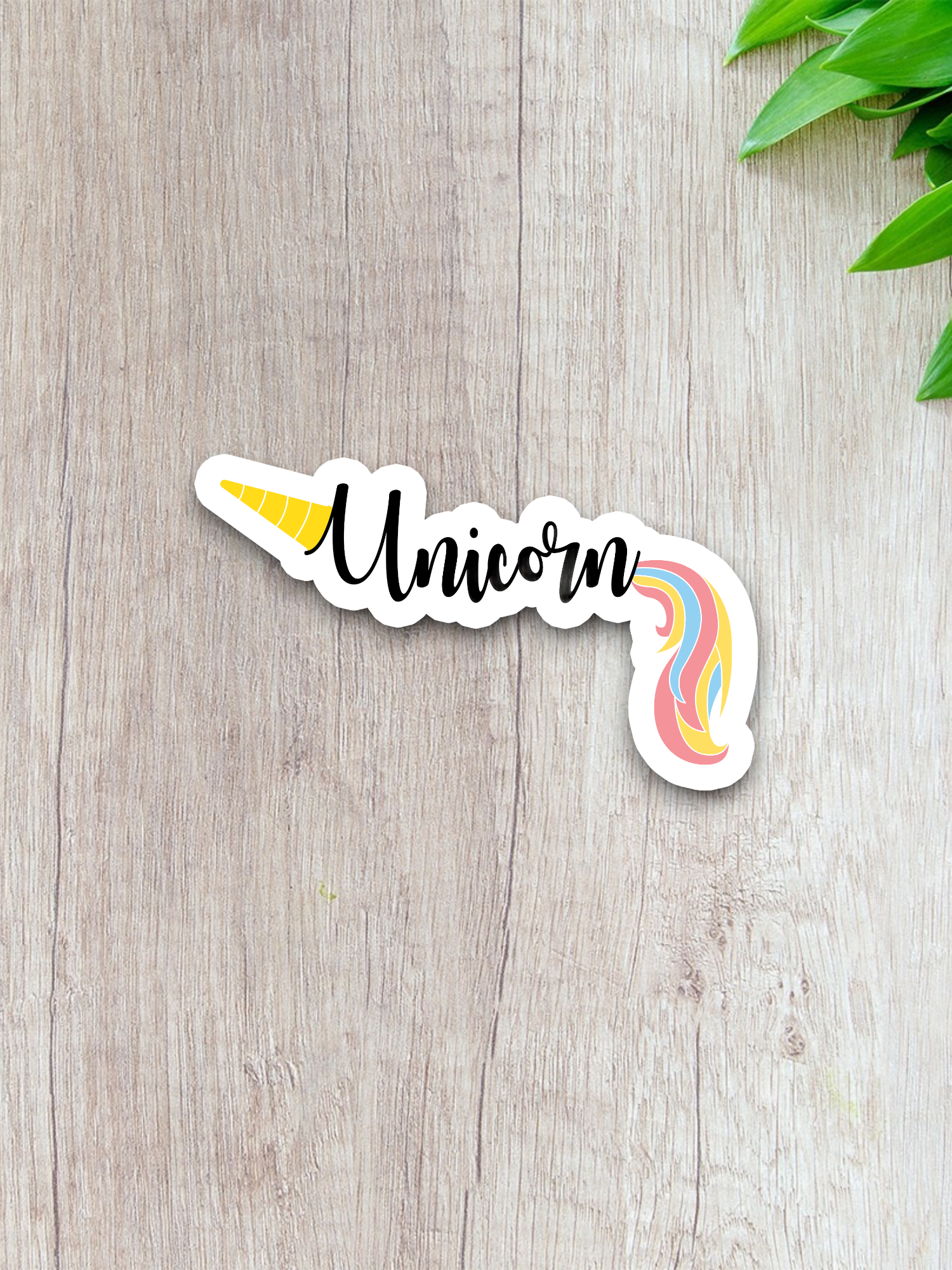 Unicorn Text with Colorful Tail Animal Sticker