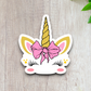 Unicorn Yellow Horn Pink Bow Version 2 - Animal Sticker