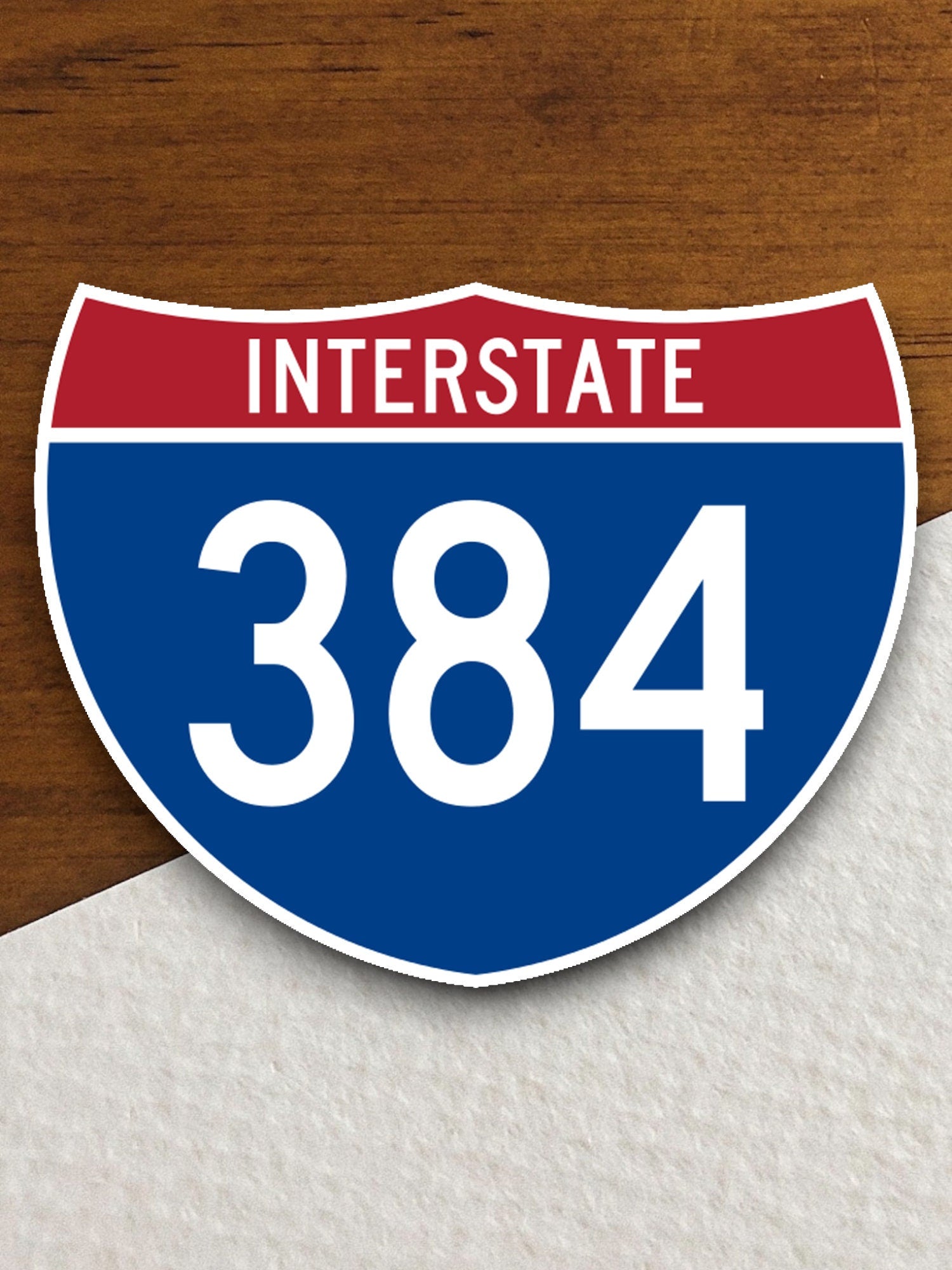 United States Road Sign Interstate Route I-384 sticker, Interstate Highway Sign Expressway Stickers, Highway Sign Road Trip Sticker