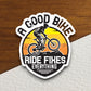 A good bike ride fixes everything sticker, vacation sticker, travel sticker, room decor, water bottle sticker, laptop sticker