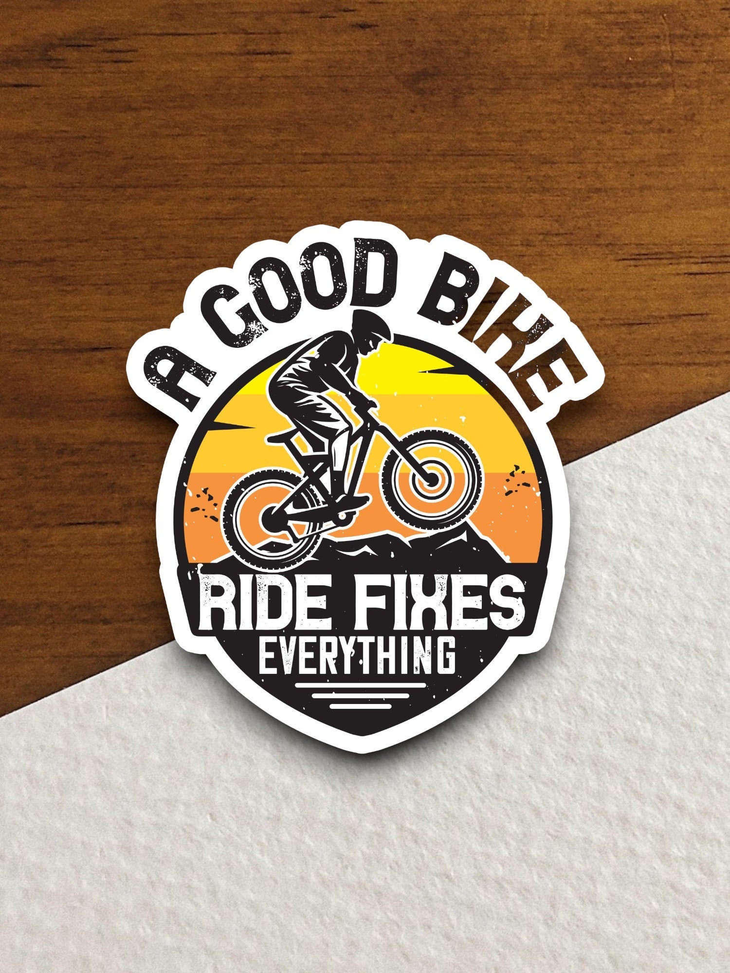 A good bike ride fixes everything sticker, vacation sticker, travel sticker, room decor, water bottle sticker, laptop sticker