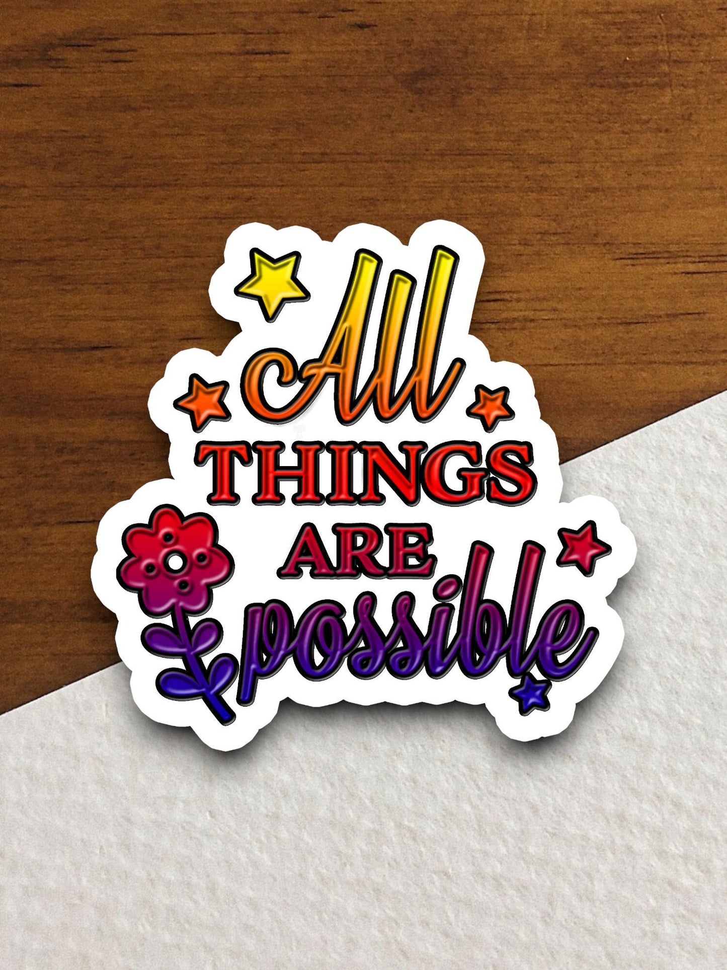 All Things are Possible sticker, Religious Sticker, Faith Sticker, Worship Sticker, Christian Sticker, Scripture Sticker, Room Décor