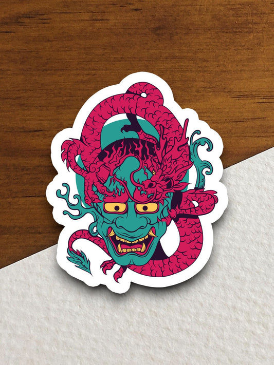 Head with dragon sticker, Funny Animal Sticker For Laptop, Water Bottle, Hydro flask, Phone, Computer, Gift, Pet Sticker