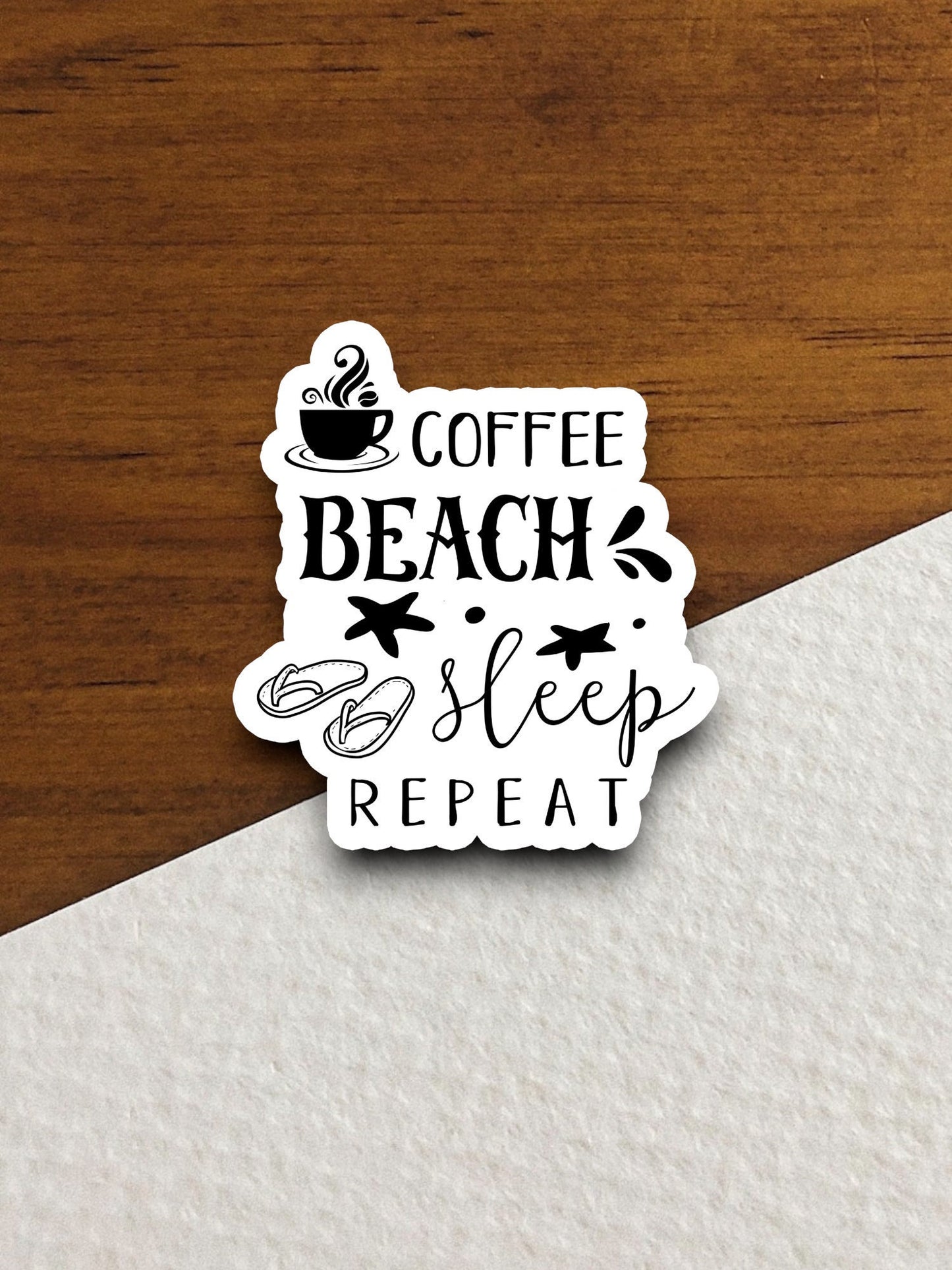 Coffee beach sleep repeat sticker, Funny Stickers, Coffee Sticker, Caffeine, Coffee Lover, Cafe, Decaf, Barista Sticker