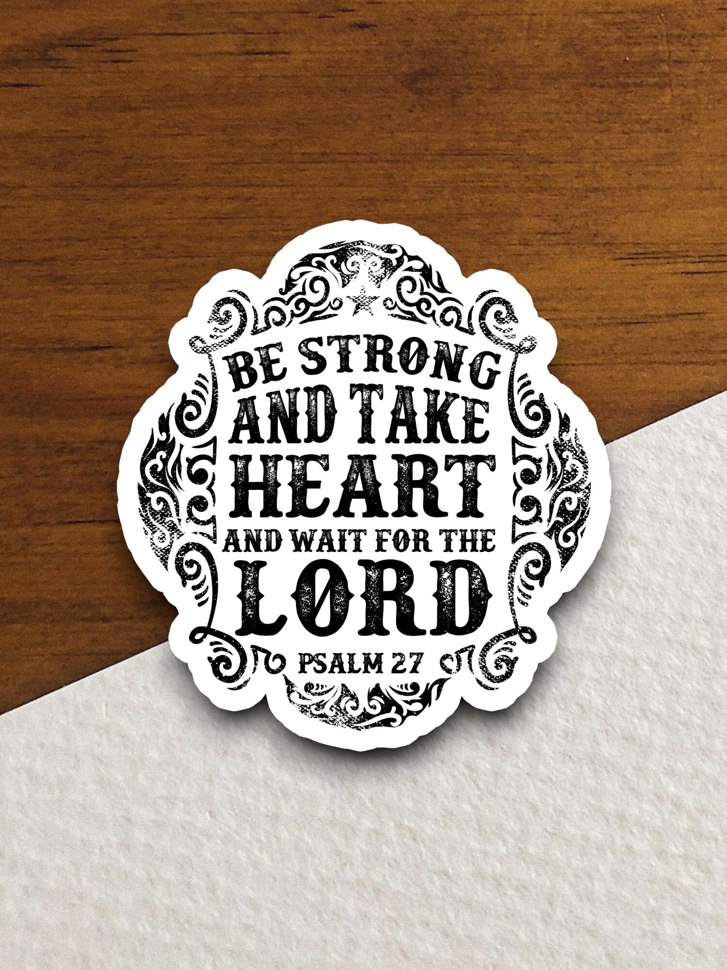 Be strong and take heart and wait for the Lord sticker, strong sticker, heart sticker, Religious Sticker, Faith Sticker, laptop decal, bible