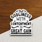 But Godliness with contentment is great gain sticker, Religious Sticker, Faith Sticker, Worship Sticker, Christian Sticker, Room Décor