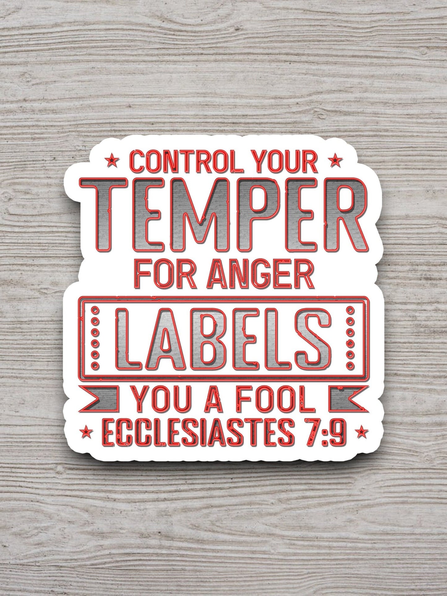 Control your temper for anger labels you a fool sticker, Religious Sticker, Faith Sticker, Worship Sticker, Christian Sticker, Room Décor