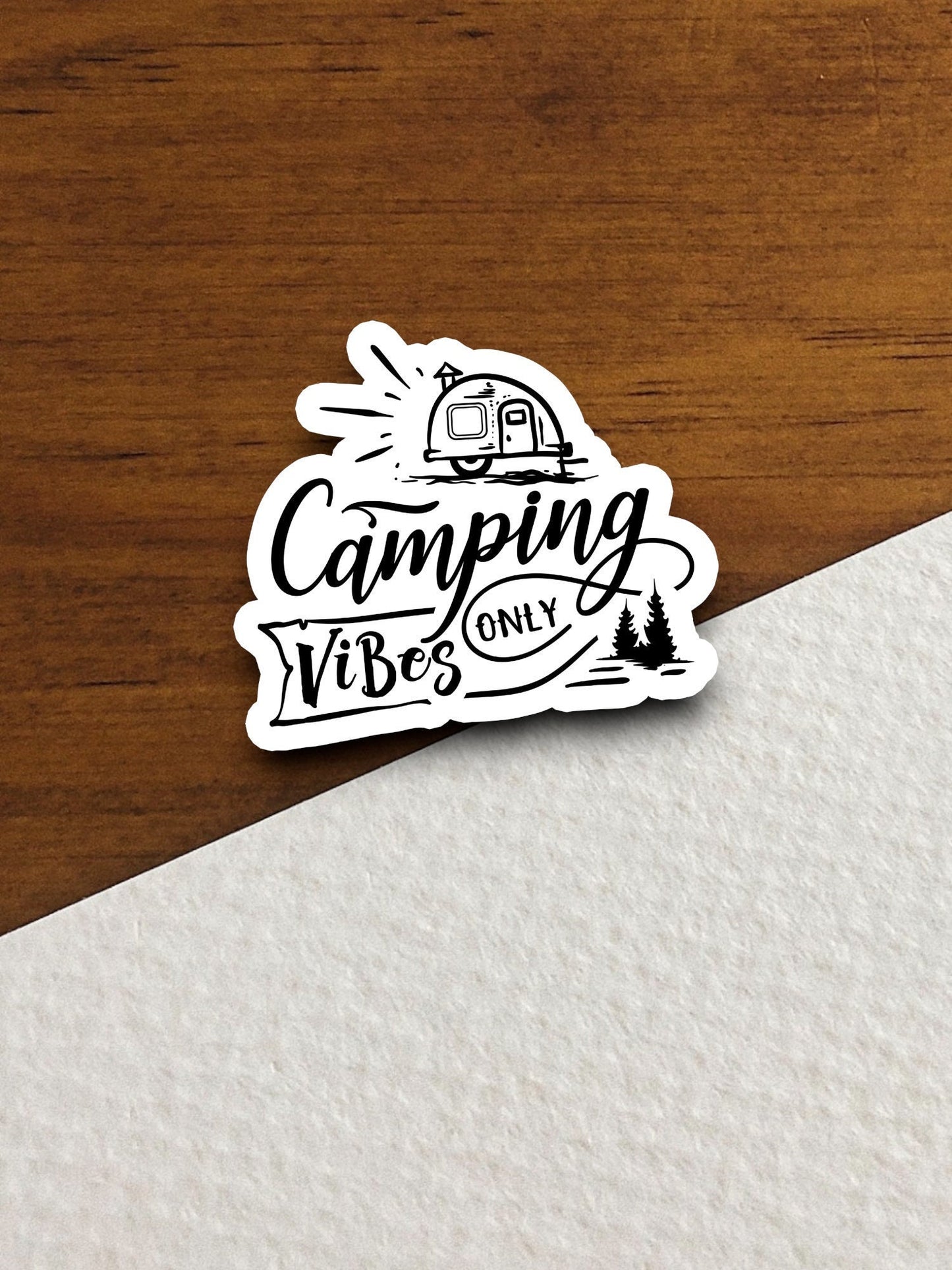 Camping Vibes Sticker, vacation sticker, travel sticker, room decor, water bottle sticker, laptop sticker