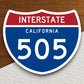 Interstate route  505 california sticker, California sticker, Interstate Highway Sign Expressway Stickers, Highway Sign Road Trip Sticker