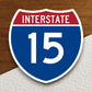 Interstate route  15 sticker, Interstate Highway Sign Expressway Stickers, Highway Sign Road Trip Sticker, Room Décor