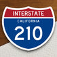 Interstate route  210 california sticker, California sticker, Interstate Highway Sign Expressway Stickers, Highway Sign Road Trip Sticker