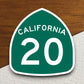 California state route 20 road sign sticker, road trip sticker, highway sign, room decor, travel sticker