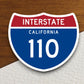 Interstate route  110 california sticker, California sticker, Interstate Highway Sign Expressway Stickers, Highway Sign Road Trip Sticker