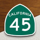 California state route 45 road sign sticker, road trip sticker, highway sign, room decor, travel sticker