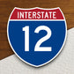 Interstate route  12 sticker, Interstate Highway Sign Expressway Stickers, Highway Sign Road Trip Sticker, Room Décor