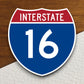 Interstate route  16 sticker, Interstate Highway Sign Expressway Stickers, Highway Sign Road Trip Sticker, Room Décor