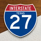 Interstate route  27 texas sticker, Texas sticker, Interstate Highway Sign Expressway Stickers, Highway Sign Road Trip Sticker, Room Décor