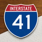 Interstate route  41 sticker, Interstate Highway Sign Expressway Stickers, Highway Sign Road Trip Sticker, Room Décor