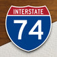 Interstate route  74 sticker, Interstate Highway Sign Expressway Stickers, Highway Sign Road Trip Sticker, Room Décor