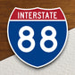 Interstate route  88 sticker, Interstate Highway Sign Expressway Stickers, Highway Sign Road Trip Sticker, Room Décor