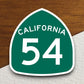 California state route 54 road sign sticker, road trip sticker, highway sign, room decor, travel sticker