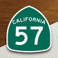 California state route 57 road sign sticker, road trip sticker, highway sign, room decor, travel sticker