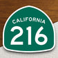 California state route 216 road sign sticker, road trip sticker, highway sign, room decor, travel sticker