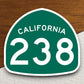 California state route 238 road sign sticker, road trip sticker, highway sign, room decor, travel sticker