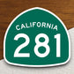 California state route 281 road sign sticker, road trip sticker, highway sign, room decor, travel sticker