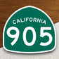 California state route 905 road sign sticker, road trip sticker, highway sign, room decor, travel sticker