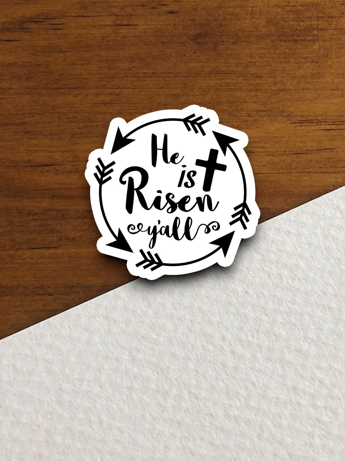 Cross with He is risen y'all sticker, Religious Sticker, Faith Sticker, Easter sticker, cross sticker, planner sticker, risen sticker