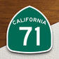 California state route 71 road sign sticker, road trip sticker, highway sign, room decor, travel sticker