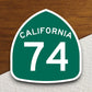 California state route 74 road sign sticker, road trip sticker, highway sign, room decor, travel sticker