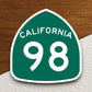 California state route 98 road sign sticker, road trip sticker, highway sign, room decor, travel sticker