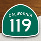 California state route 119 road sign sticker, road trip sticker, highway sign, room decor, travel sticker