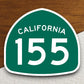 California state route 155 road sign sticker, road trip sticker, highway sign, room decor, travel sticker