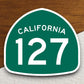 California state route 127 road sign sticker, road trip sticker, highway sign, room decor, travel sticker