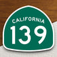 California state route 139 road sign sticker, road trip sticker, highway sign, room decor, travel sticker