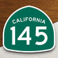 California state route 145 road sign sticker, road trip sticker, highway sign, room decor, travel sticker