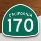 California state route 170 road sign sticker, road trip sticker, highway sign, room decor, travel sticker