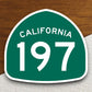 California state route 197 road sign sticker, road trip sticker, highway sign, room decor, travel sticker