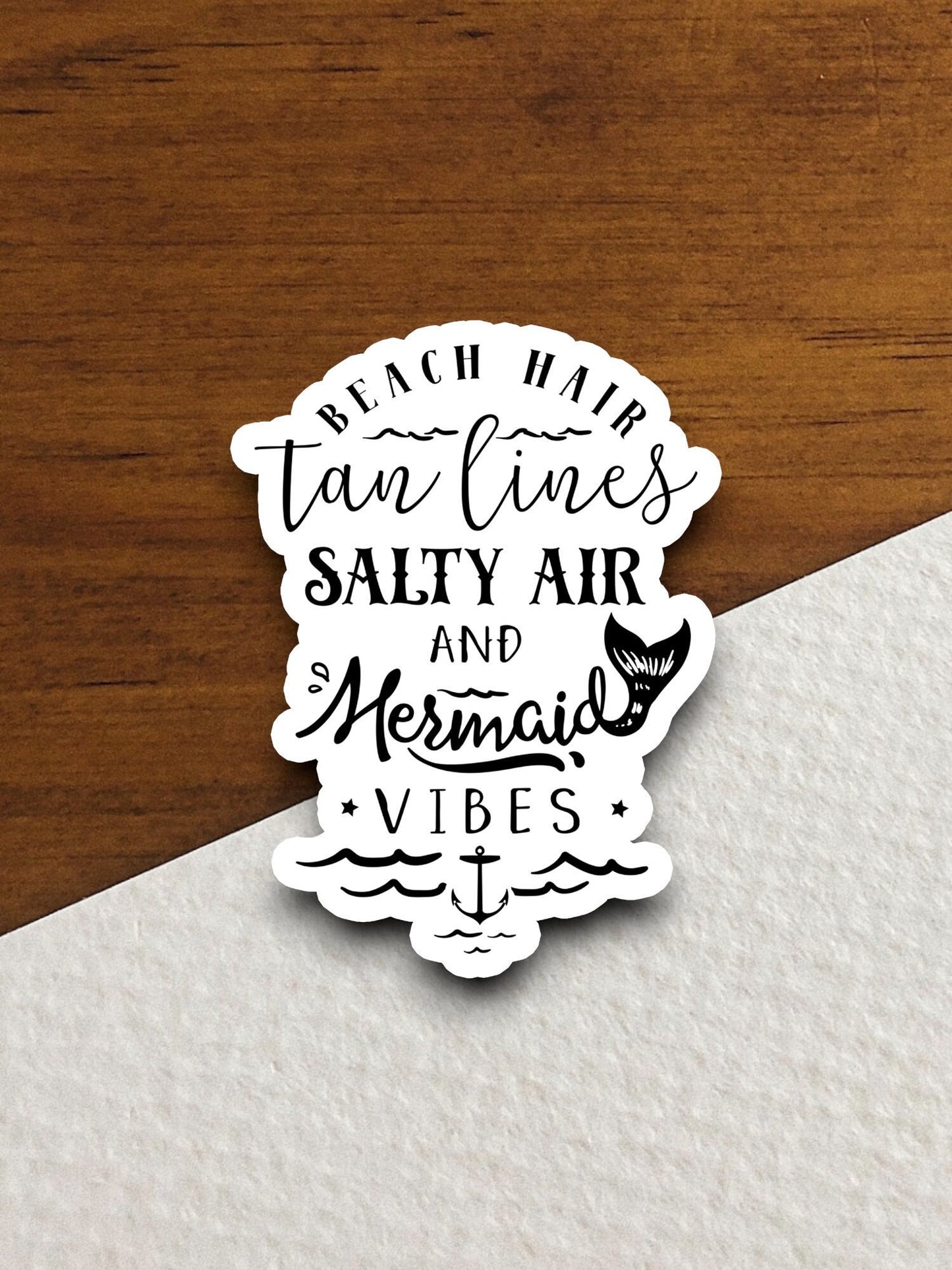 Beach Hair Tan Lines Salty Air Sticker, vacation sticker, travel sticker, room decor, water bottle sticker, laptop sticker