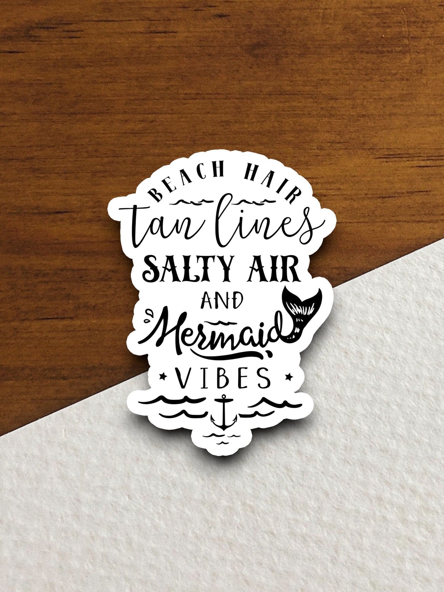 Beach Hair Tan Lines Salty Air Sticker, vacation sticker, travel sticker, room decor, water bottle sticker, laptop sticker