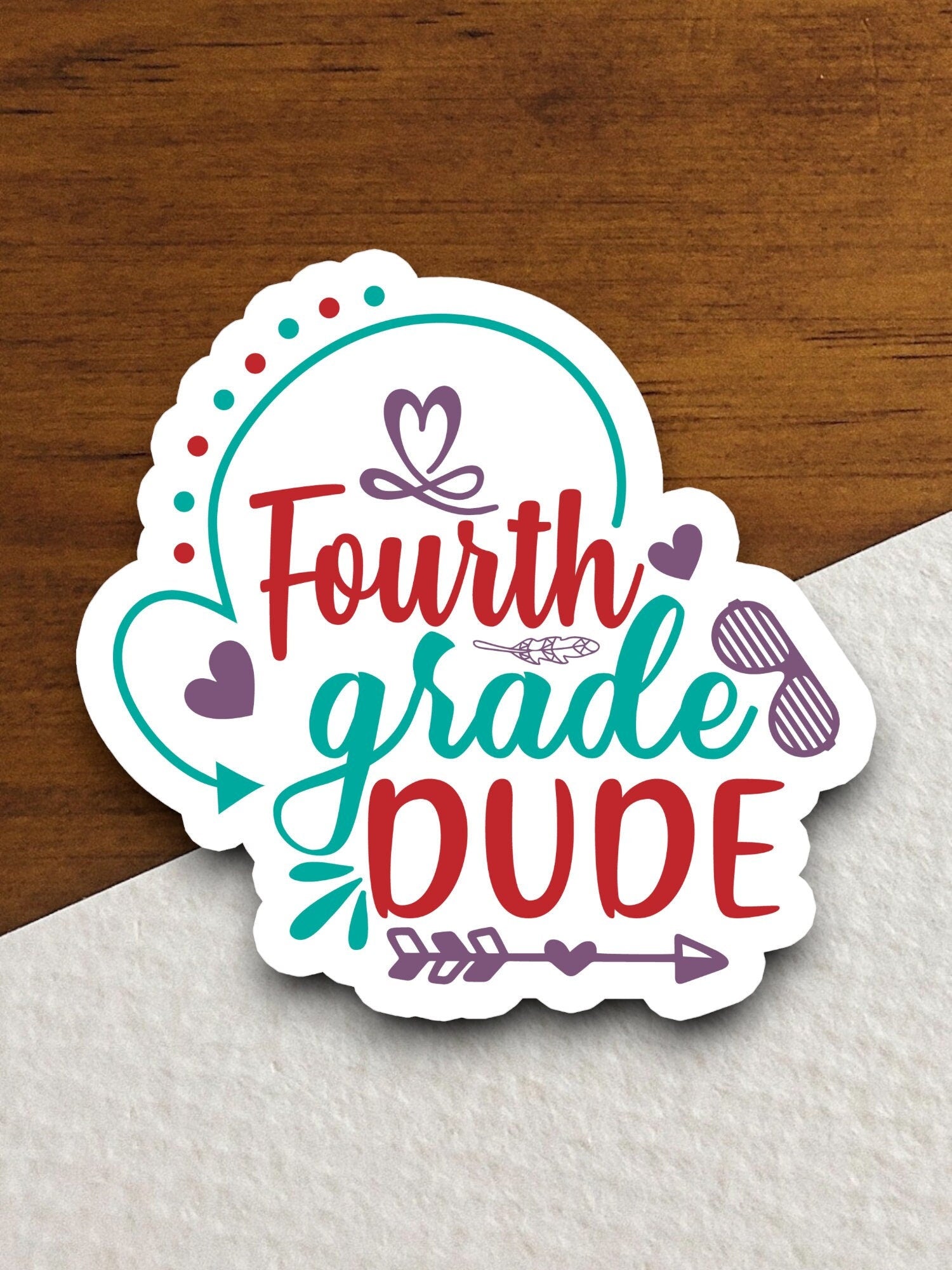 Fourth Grade Dude Sticker, Teacher Sticker, Education Sticker, School Sticker, Cute Sticker, Room Decor, Back to School