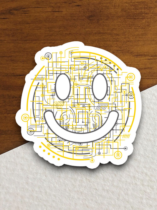 Electric smiley happy face sticker, funny stickers, laptop stickers, water bottle sticker, sticker with sayings