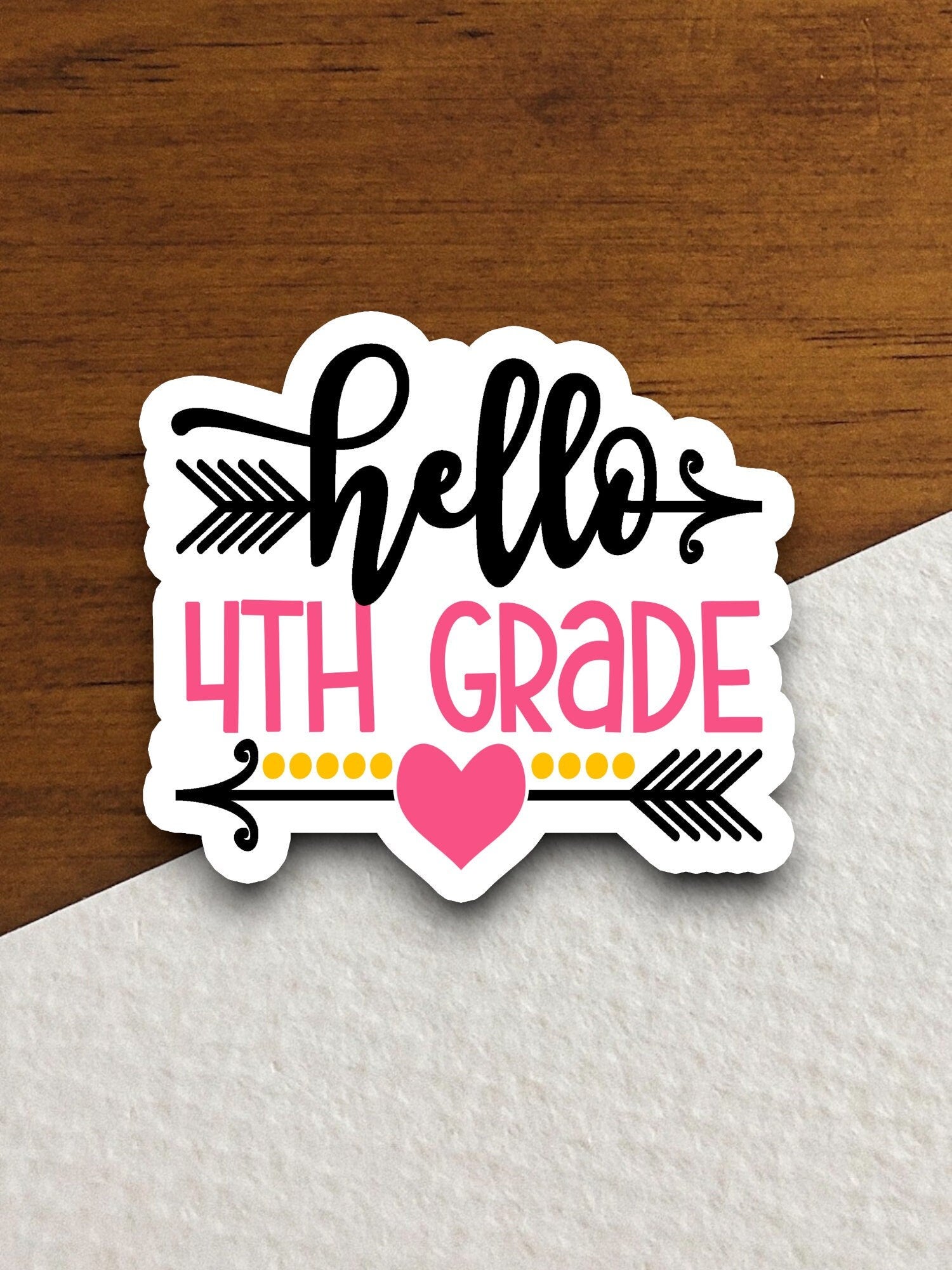 Hello 4th Grade Sticker, Teacher Sticker, Education Sticker, School Sticker, Cute Sticker, Room Decor, Back to School