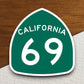 California state route 69 road sign sticker, road trip sticker, highway sign, room decor, travel sticker