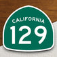 California state route 129 road sign sticker, road trip sticker, highway sign, room decor, travel sticker