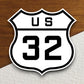 United States route 32 road sign sticker, road trip sticker, highway sign, room decor, travel sticker